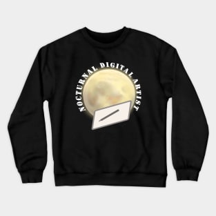 Nocturnal Digital Artist. Moon and Artist Tablet. Crewneck Sweatshirt